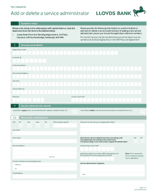 Lloyds Bank Service Administrator Form