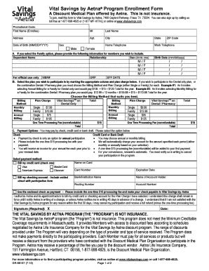 Vital Savings by Aetna Program Enrollment Form