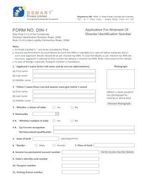 DIN-1 Application For Allotment Of Director Identification Number