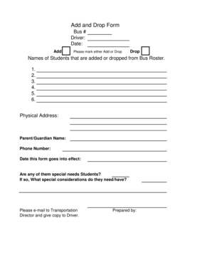 Add and Drop Form