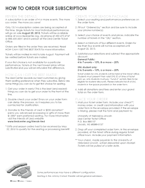 Lied Center Season Ticket Order Form