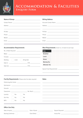 Accommodation & Facilities Enquiry Form