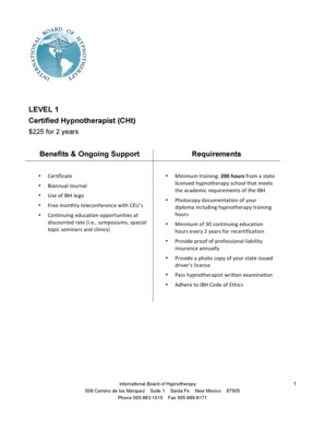 International Board of Hypnotherapy Certification Application