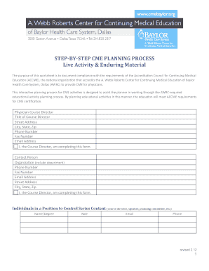 CME Planning Process Worksheet