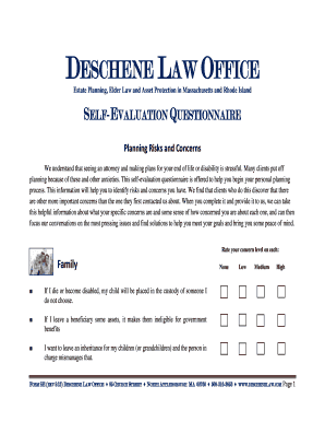 Estate Planning Self-Evaluation Questionnaire