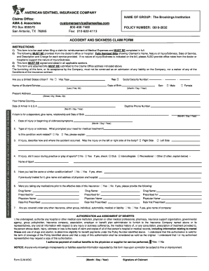 Accident and Sickness Claim Form