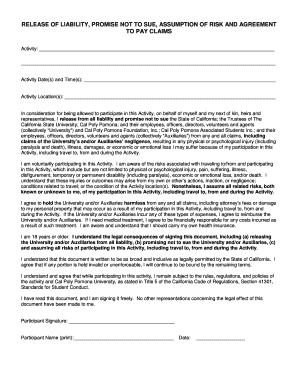 Release of Liability and Waiver Form