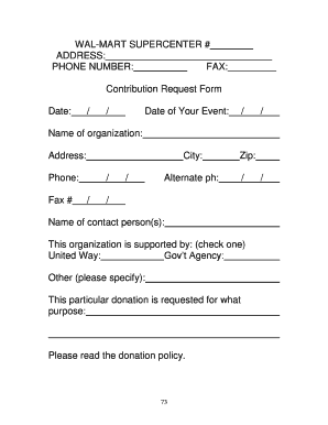 Wal-Mart Supercenter Donation Request Form