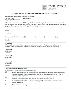 General and Enduring Power of Attorney