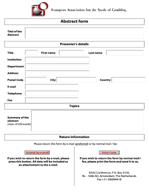 Conference Abstract Submission Form