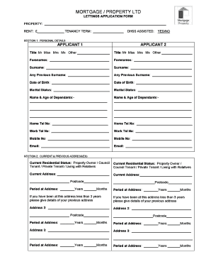 UK Tenant Application Form