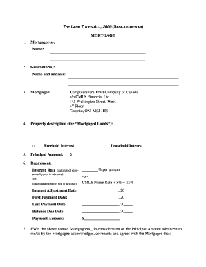 Saskatchewan Mortgage Agreement