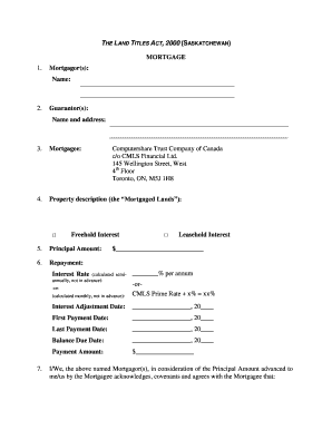 Saskatchewan Mortgage Agreement