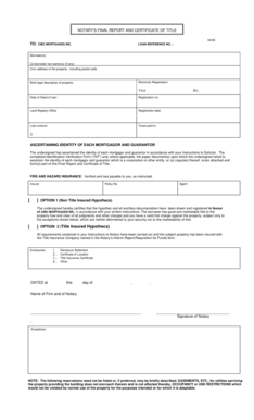 Notary's Final Report and Certificate of Title