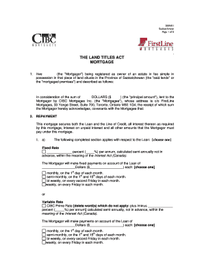 Saskatchewan Mortgage Agreement