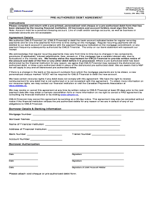Pre-Authorized Debit Agreement