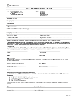 Solicitor's Final Report on Title