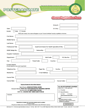 Saudi Life Support Course Registration Form