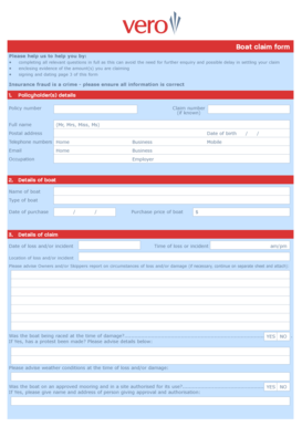 Boat Insurance Claim Form