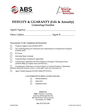Fidelity & Guaranty Life Insurance Agent Contracting Checklist