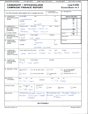 Texas Ethics Commission Campaign Finance Report
