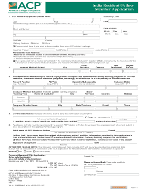 India Resident/Fellow Member Application