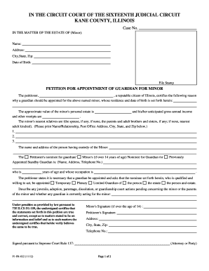 Petition for Appointment of Guardian for Minor