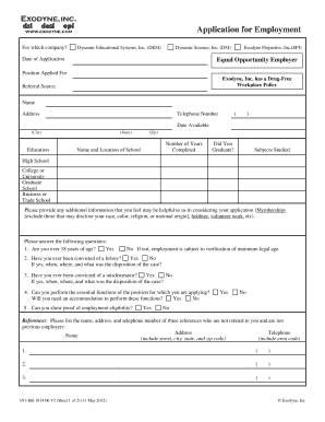 Exodyne Employment Application Form