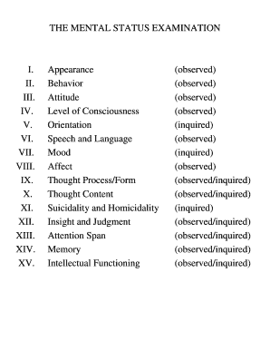 Mental Status Examination Form
