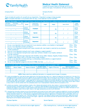 Medical Health Statement Form