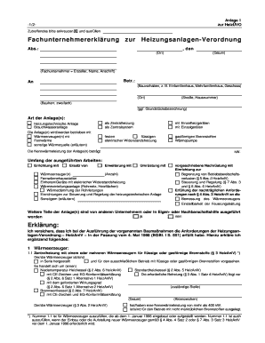 Fachunternehmererklärung zur Heizungsanlagen-Verordnung