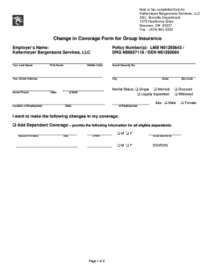 Change in Coverage Form for Group Insurance