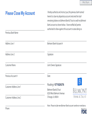 Bank Account Closure and Transfer Authorization