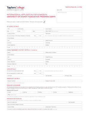 International Application for Admission University of Sydney Foundation Program