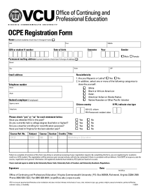 VCU OCPE Registration Form