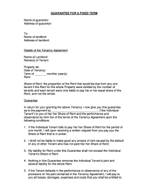 Guarantee for Fixed Term Tenancy