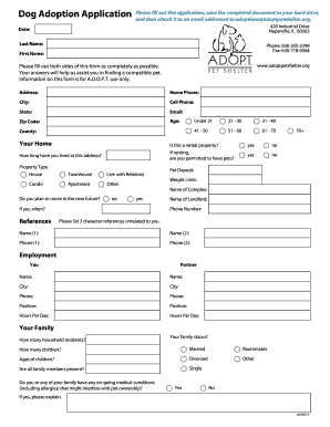 Dog Adoption Application Form