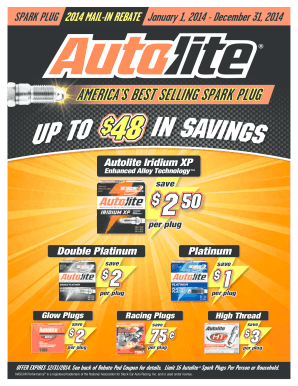 Autolite Spark Plug Mail-In Rebate Form