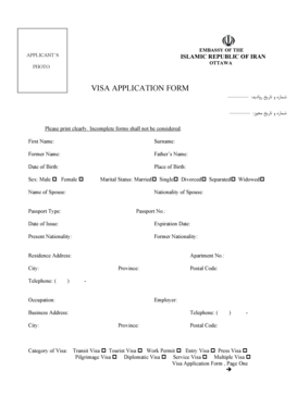 Iran Visa Application Form
