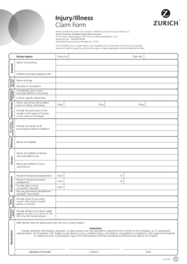 Injury Illness Claim Form