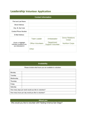 Leadership Volunteer Application