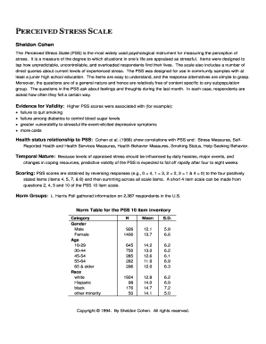 Perceived Stress Scale Assessment Form