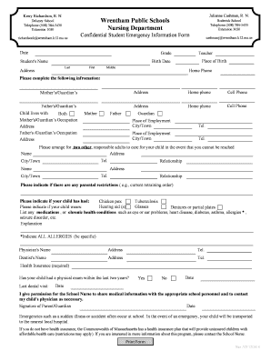 Confidential Student Emergency Information Form