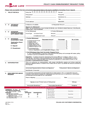 Policy Cash Disbursement Request Form