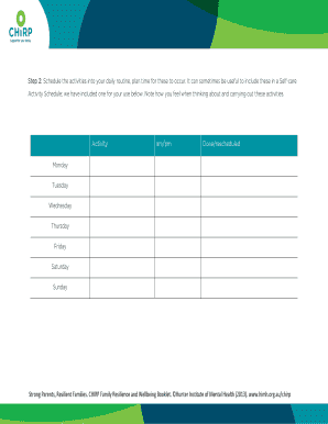 Self-Care Activity Schedule