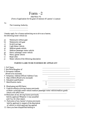 Learner's Licence Renewal Application