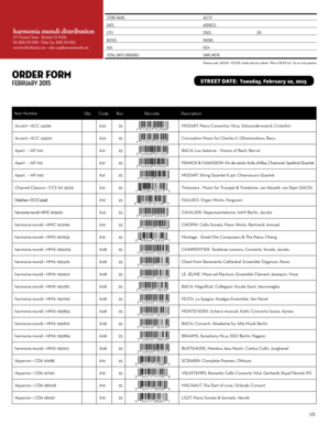 Harmonia Mundi Distribution Order Form