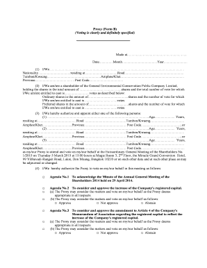 Proxy Form B for Shareholder Voting