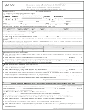 Notification of Warrant Exercise