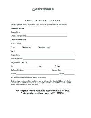 Credit Card Authorization Form